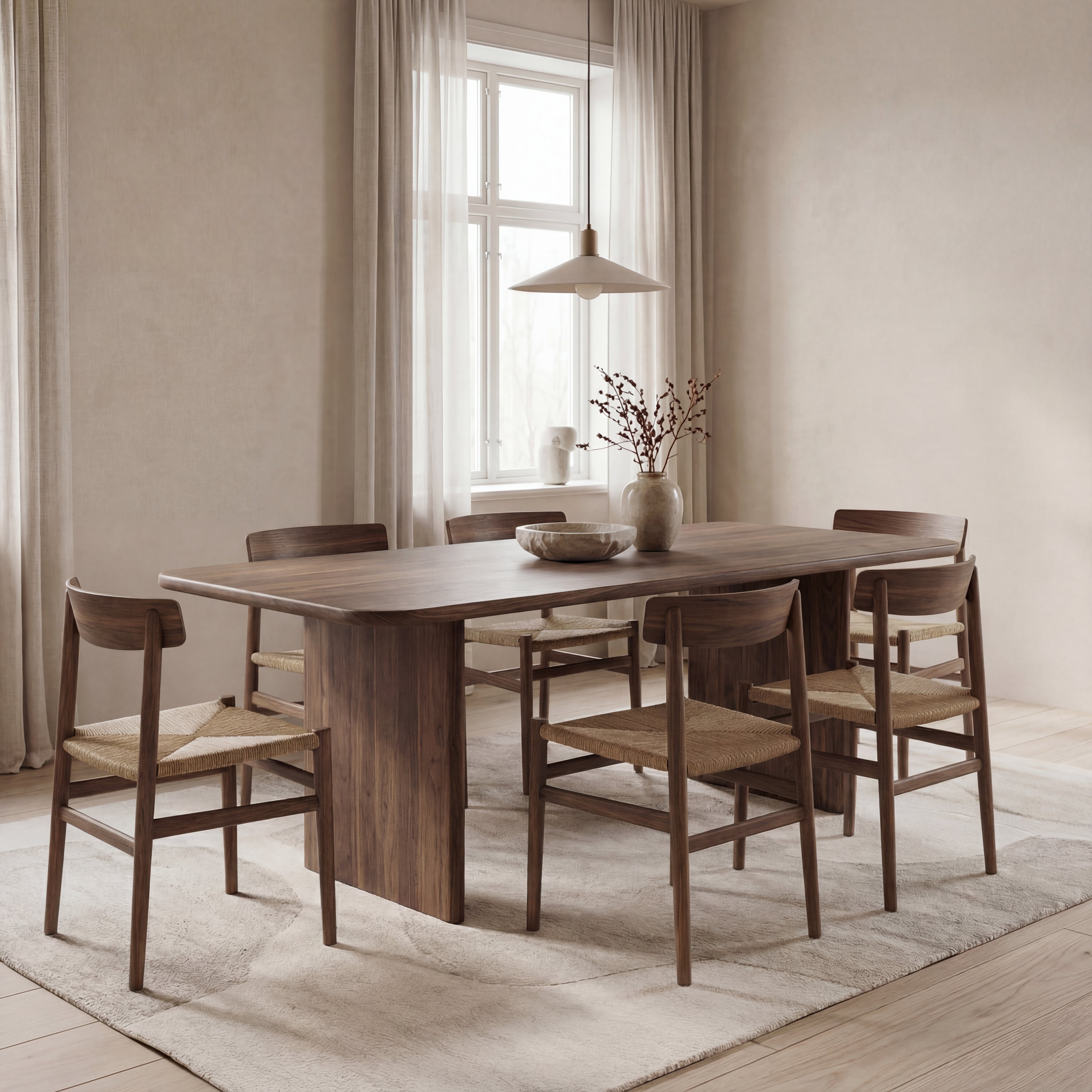 Table à manger 6 places en noyer | Fait à la main par Omba