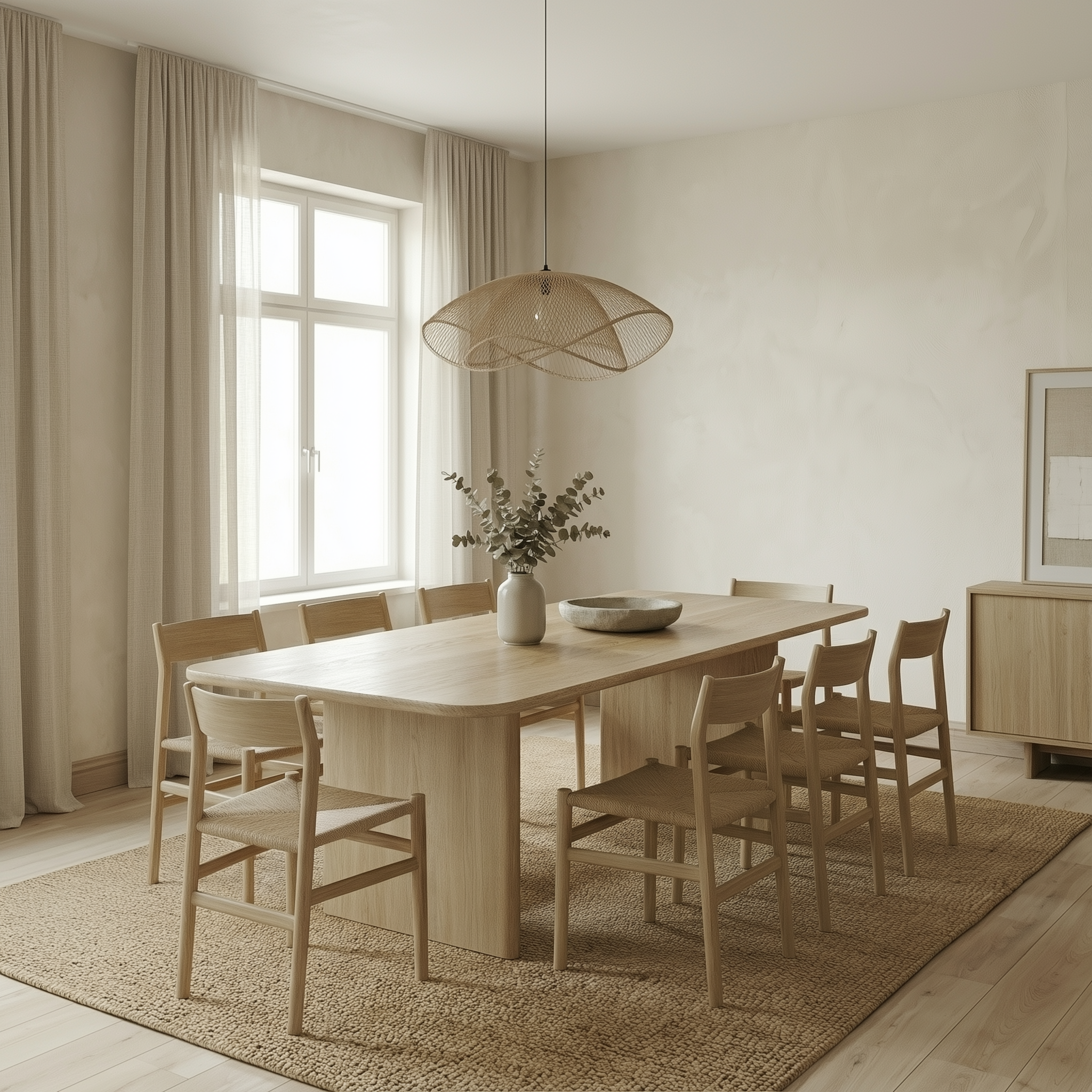 Table à manger 8 places en chêne blanc | Fait à la main par Omba